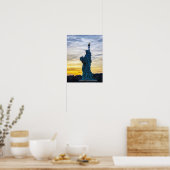 Zonsondergang boven replica van het Liberty-standb Poster (Keuken)