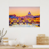 Zonsondergang boven Rome, Italië Poster (Keuken)