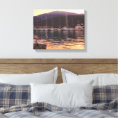 Zonsondergang boven Samische boten (Kefalonia) Canvas Afdruk (Insitu (Slaapkamer))