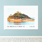 Zonsondergang boven St Michael's Mount, Cornwall Canvas Afdruk (Insitu (Houten vloer))
