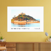Zonsondergang boven St Michael's Mount, Cornwall Canvas Afdruk (Insitu (Woonkamer))