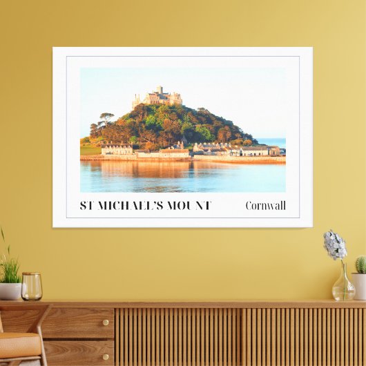 Zonsondergang boven St Michael's Mount, Cornwall Canvas Afdruk (Insitu (Woonkamer))