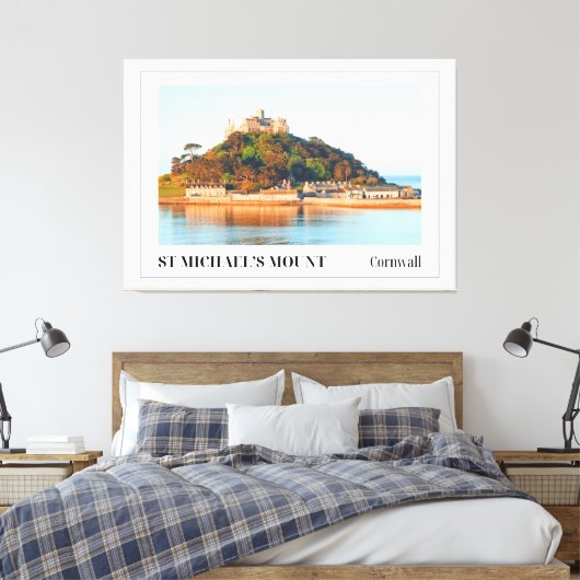 Zonsondergang boven St Michael's Mount, Cornwall Canvas Afdruk (Insitu (Slaapkamer))