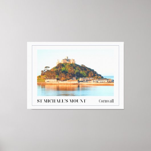 Zonsondergang boven St Michael's Mount, Cornwall Canvas Afdruk (Voorkant)