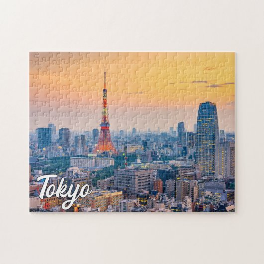 Zonsondergang boven Tokio, Japan Legpuzzel (Horizontaal)