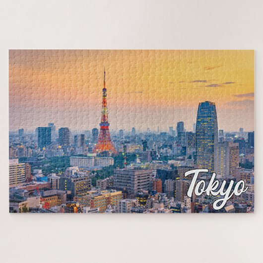 Zonsondergang boven Tokio, Japan Legpuzzel (Horizontaal)