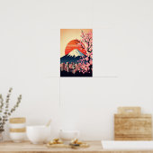 Zonsondergang boven Tokio met kersenbloesems Poster (Keuken)