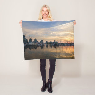 Zonsondergang boven Vancouver Skyline Fleece Deken