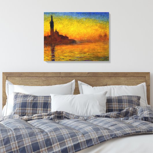 Zonsondergang boven Venetië door Claude Monet Canv Canvas Afdruk (Insitu (Slaapkamer))