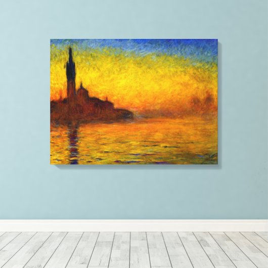 Zonsondergang boven Venetië door Claude Monet Canv Canvas Afdruk (Insitu (Houten vloer))