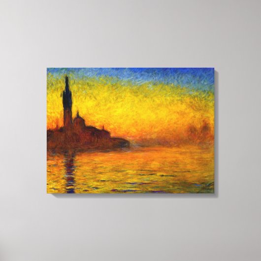 Zonsondergang boven Venetië door Claude Monet Canv Canvas Afdruk (Voorkant)