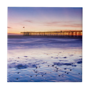 Zonsondergang boven Ventura Pier en strand Tegeltje