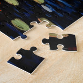 Zonsondergang boven vijverimpressionisme legpuzzel (Zijkant)