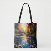 Zonsondergang boven vijverimpressionisme tote bag (Voorkant)