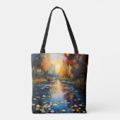 Zonsondergang boven vijverimpressionisme tote bag (Achterkant)