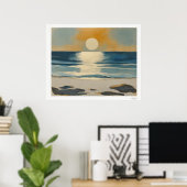 Zonsondergang boven zee Poster (Thuiskantoor)