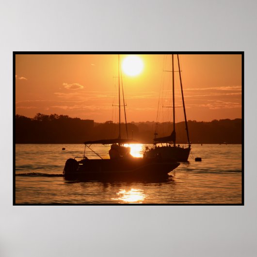 Zonsondergang boven zeilboten poster (Voorkant)