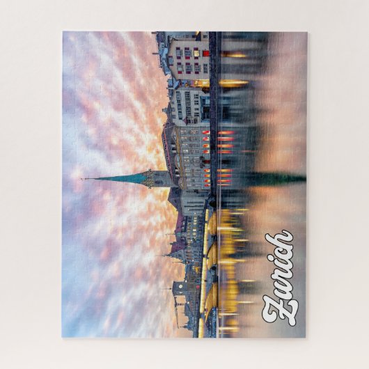 Zonsondergang boven Zürich, Zwitserland Legpuzzel (Verticaal)