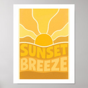 Zonsondergang Bries Retro Zonne-uitbarsting Typogr Poster