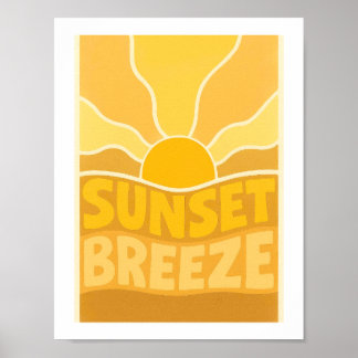 Zonsondergang Bries Retro Zonne-uitbarsting Typogr Poster