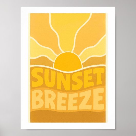 Zonsondergang Bries Retro Zonne-uitbarsting Typogr Poster (Voorkant)