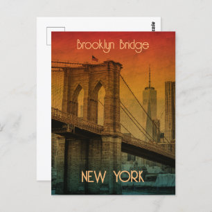 Zonsondergang Brooklyn Bridge Briefkaart