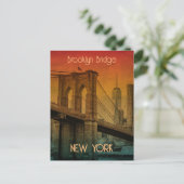 Zonsondergang Brooklyn Bridge New York uit het ver Briefkaart (Staand voorkant)