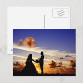 Zonsondergang bruiloft paar briefkaart (Voorkant / Achterkant)