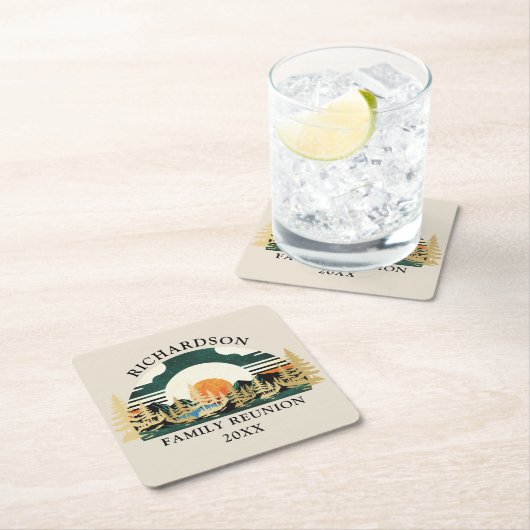  zonsondergang Camping Vakantie Familie Reünie Kartonnen Onderzetters (Insitu)