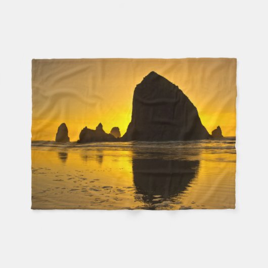 Zonsondergang, Cannon Beach, Oregon, VS Fleece Deken (Voorkant (Horizontaal))