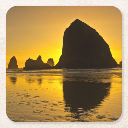 Zonsondergang, Cannon Beach, Oregon, VS Kartonnen Onderzetters (Voorkant)