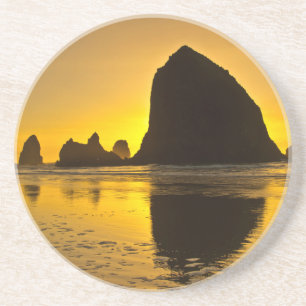 Zonsondergang, Cannon Beach, Oregon, VS Zandsteen Onderzetter