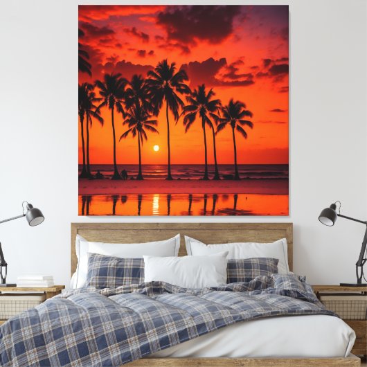 Zonsondergang Canvas Behang (Insitu (Slaapkamer))