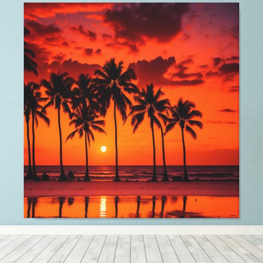 Zonsondergang Canvas Behang (Insitu (Houten vloer))