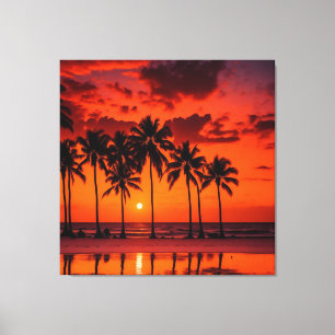 Zonsondergang Canvas Behang Afdruk