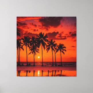 Zonsondergang Canvas Behang Afdruk