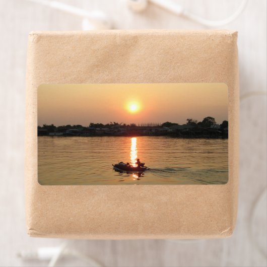 Zonsondergang Chao Phraya Rivier ... Ayutthaya, Th Etiket (Insitu)