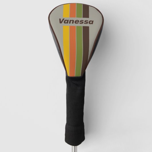 Zonsondergang Clover Speld Gestreept met Naam Golfheadcover (Voorkant)