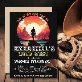 zonsondergang Cowboy Verjaardagsuitnodiging, bewer Kaart