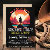 zonsondergang Cowboy Verjaardagsuitnodiging, bewer Kaart