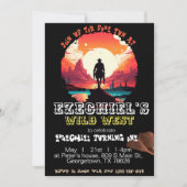 zonsondergang Cowboy Verjaardagsuitnodiging, bewer Kaart (Voorkant)