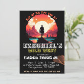 zonsondergang Cowboy Verjaardagsuitnodiging, bewer Kaart (Staand voorkant)