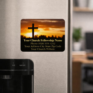 Zonsondergang Cross2 Kerk Pastor Zakelijke Kaarten Magneet
