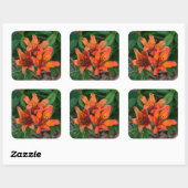 Zonsondergang Daglelie - Warme Bloemblad Gloed Vierkante Sticker (Vel)