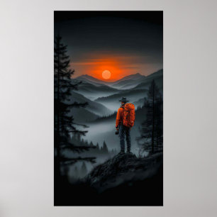 Zonsondergang: De Wandelroute Uitzichtpunt Poster