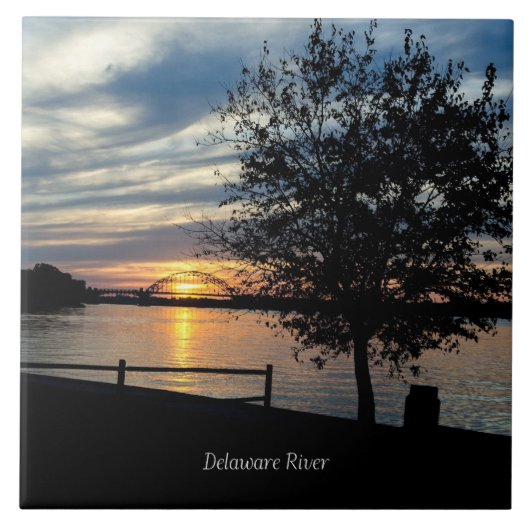 Zonsondergang, Delaware Rivier, Tegeltje (Voorkant)
