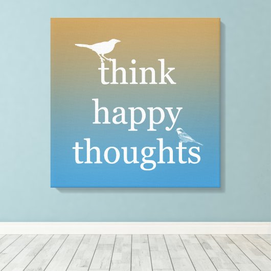 Zonsondergang Denk Gelukkig Canvas Afdruk (Insitu (Houten vloer))