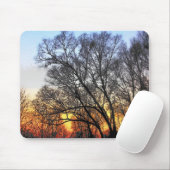Zonsondergang door de bomen Art Muismat (Met muis)