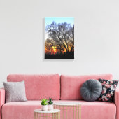 Zonsondergang door de bomen canvas afdruk (Insitu (Woonkamer))