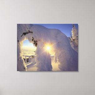 Zonsondergang door de Sneeuwspoken bij Big Mountai Canvas Afdruk